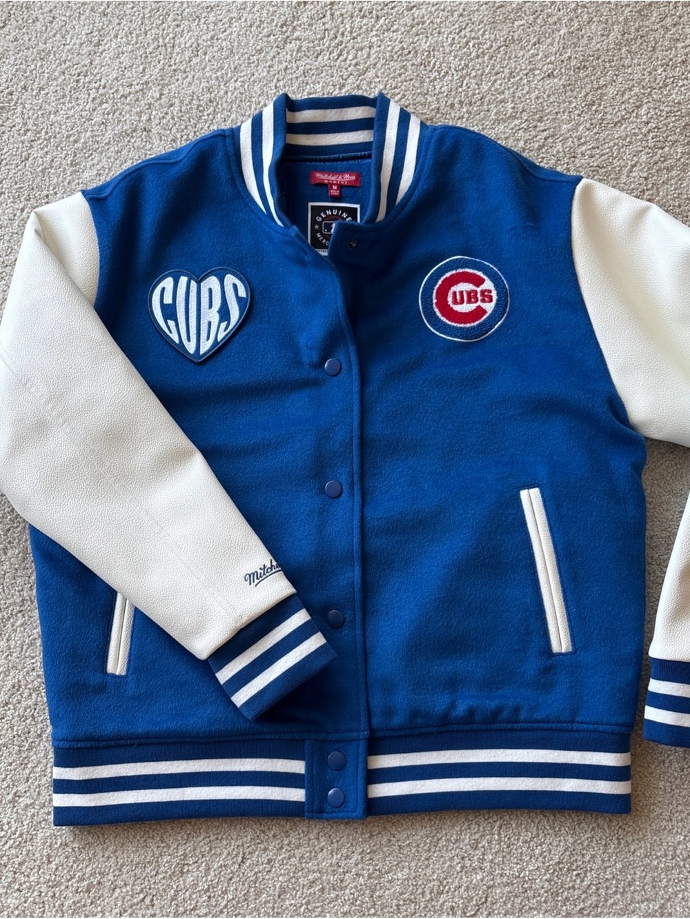 Cubs Jacket Mitchell & Ness Blue and White Quilted Jacket wool